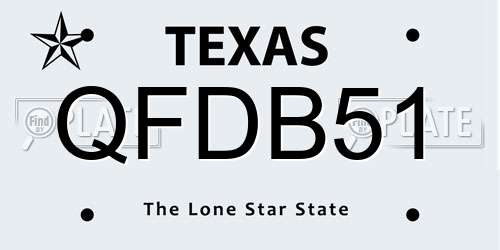 QFDB51 Texas License Plate