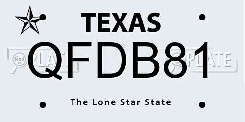 QFDB81 Texas License Plate