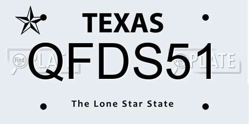 QFDS51 Texas License Plate