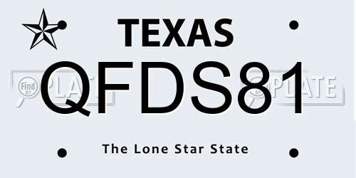 QFDS81 Texas License Plate