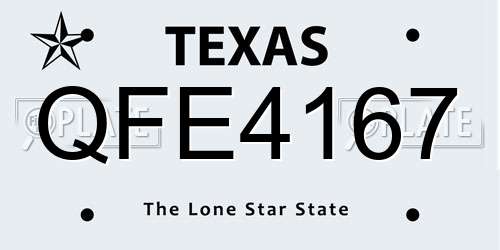 QFE4167 Texas License Plate