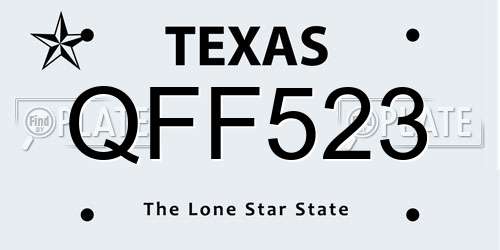 QFF523 Texas License Plate