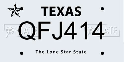 QFJ414 Texas License Plate