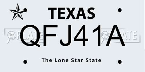 QFJ41A Texas License Plate