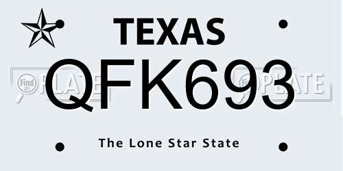 QFK693 Texas License Plate