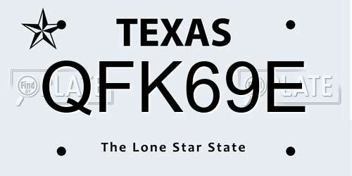 QFK69E Texas License Plate