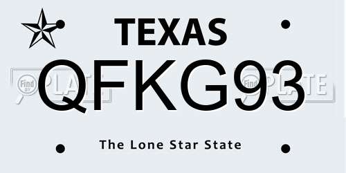 QFKG93 Texas License Plate