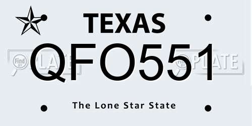QFO551 Texas License Plate