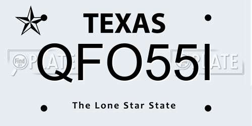 QFO55I Texas License Plate