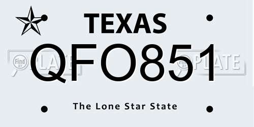 QFO851 Texas License Plate