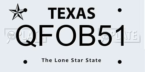 QFOB51 Texas License Plate