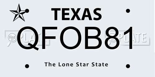 QFOB81 Texas License Plate