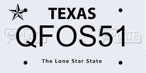 QFOS51 Texas License Plate