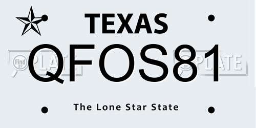 QFOS81 Texas License Plate