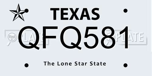 QFQ581 Texas License Plate