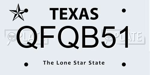 QFQB51 Texas License Plate