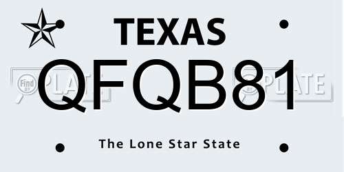QFQB81 Texas License Plate