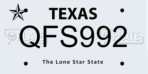 QFS992 Texas License Plate