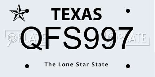 QFS997 Texas License Plate
