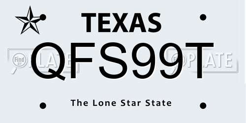 QFS99T Texas License Plate