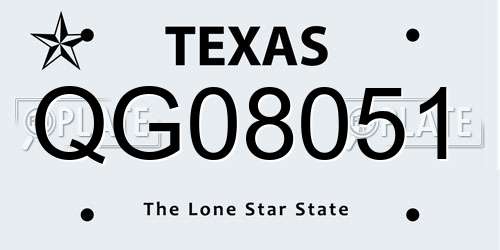 QG08051 Texas License Plate