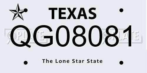 QG08081 Texas License Plate