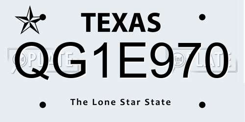QG1E970 Texas License Plate