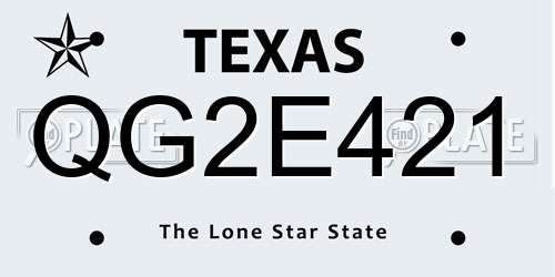 QG2E421 Texas License Plate