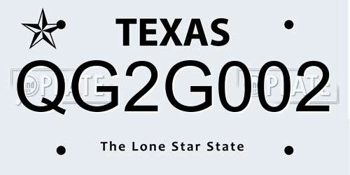 QG2G002 Texas License Plate