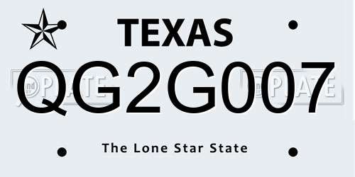 QG2G007 Texas License Plate