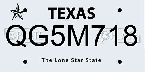 QG5M718 Texas License Plate