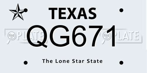 QG671 Texas License Plate