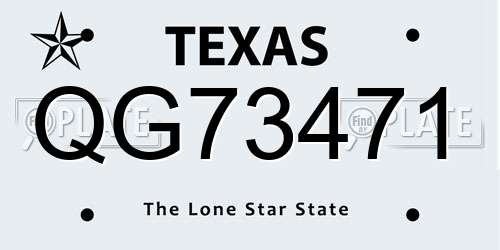 QG73471 Texas License Plate
