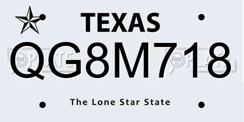 QG8M718 Texas License Plate