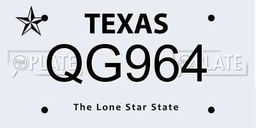 QG964 Texas License Plate