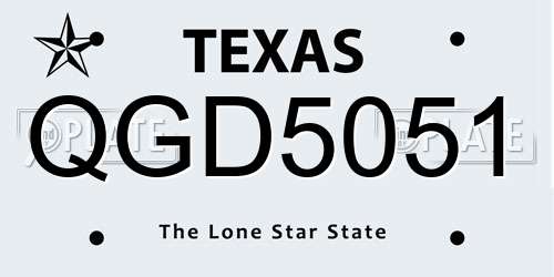 QGD5051 Texas License Plate