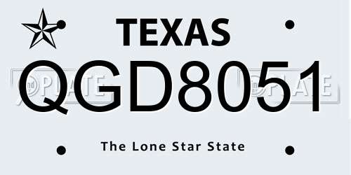 QGD8051 Texas License Plate