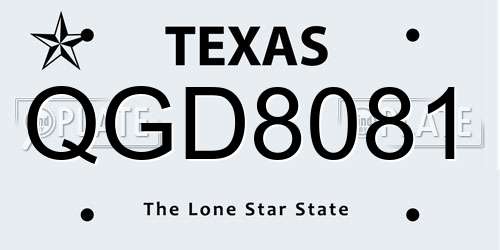 QGD8081 Texas License Plate