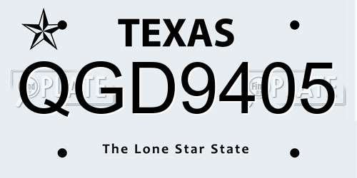 QGD9405 Texas License Plate