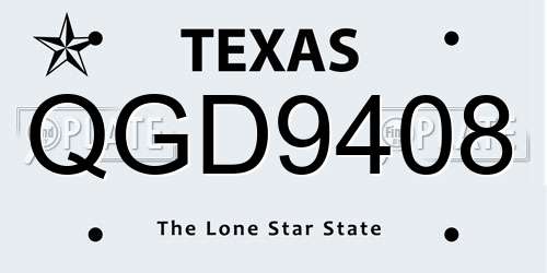QGD9408 Texas License Plate