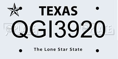 QGI3920 Texas License Plate