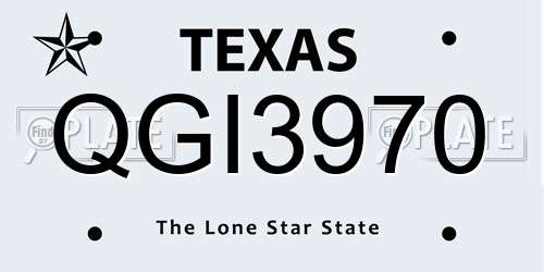 QGI3970 Texas License Plate