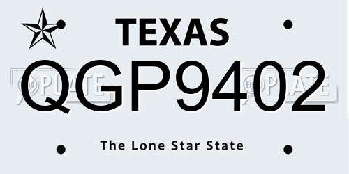 QGP9402 Texas License Plate