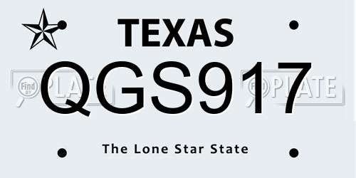 QGS917 Texas License Plate