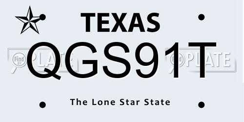 QGS91T Texas License Plate