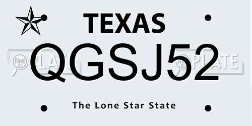 QGSJ52 Texas License Plate