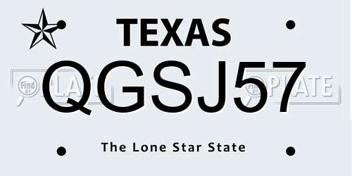QGSJ57 Texas License Plate