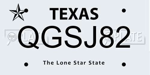 QGSJ82 Texas License Plate