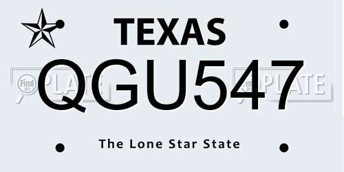 QGU547 Texas License Plate