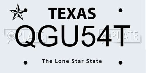 QGU54T Texas License Plate